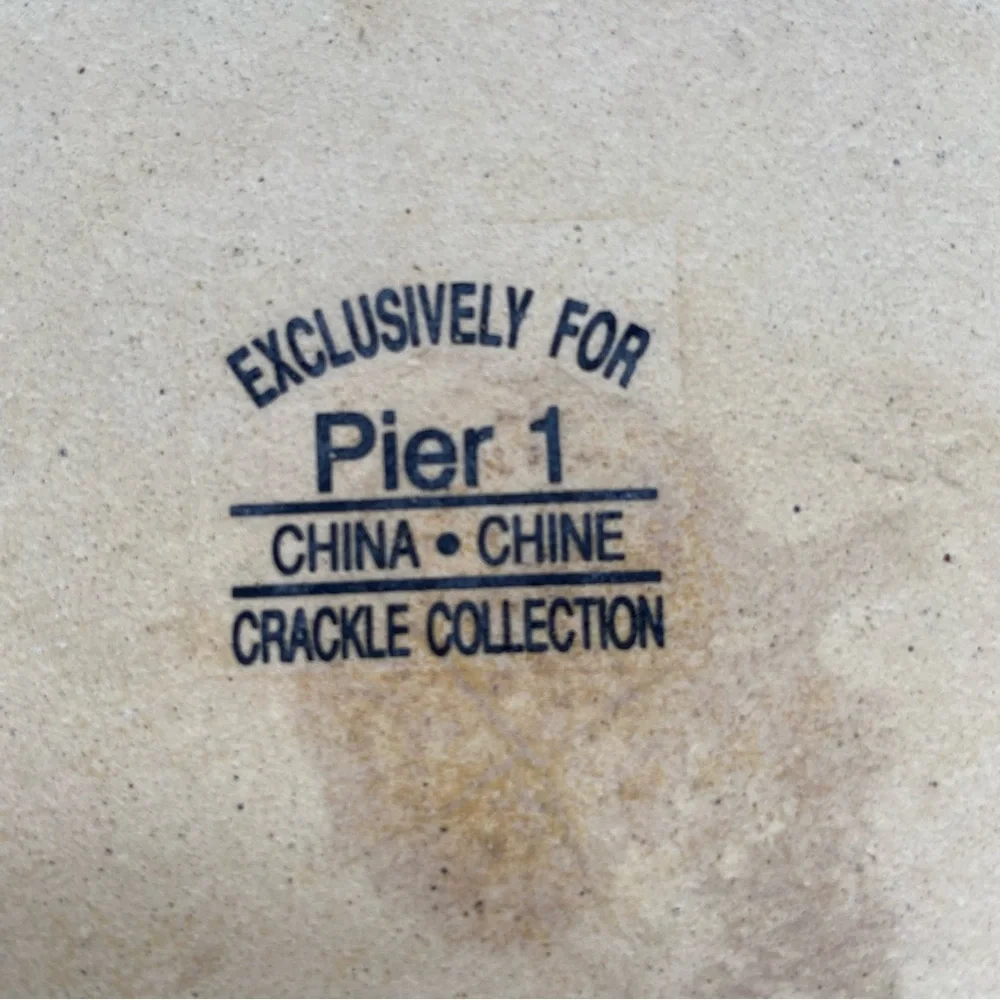 Vintage Pier 1 Rustic Crackle Glaze Ceramic Plate Red Rim Artisan Pottery Decor